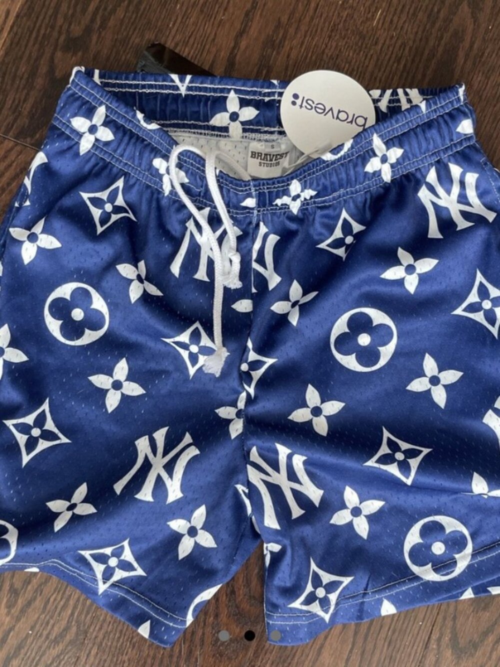 Size S - Bravest Studios New York Yankees LV Floral Mesh Shorts NWT